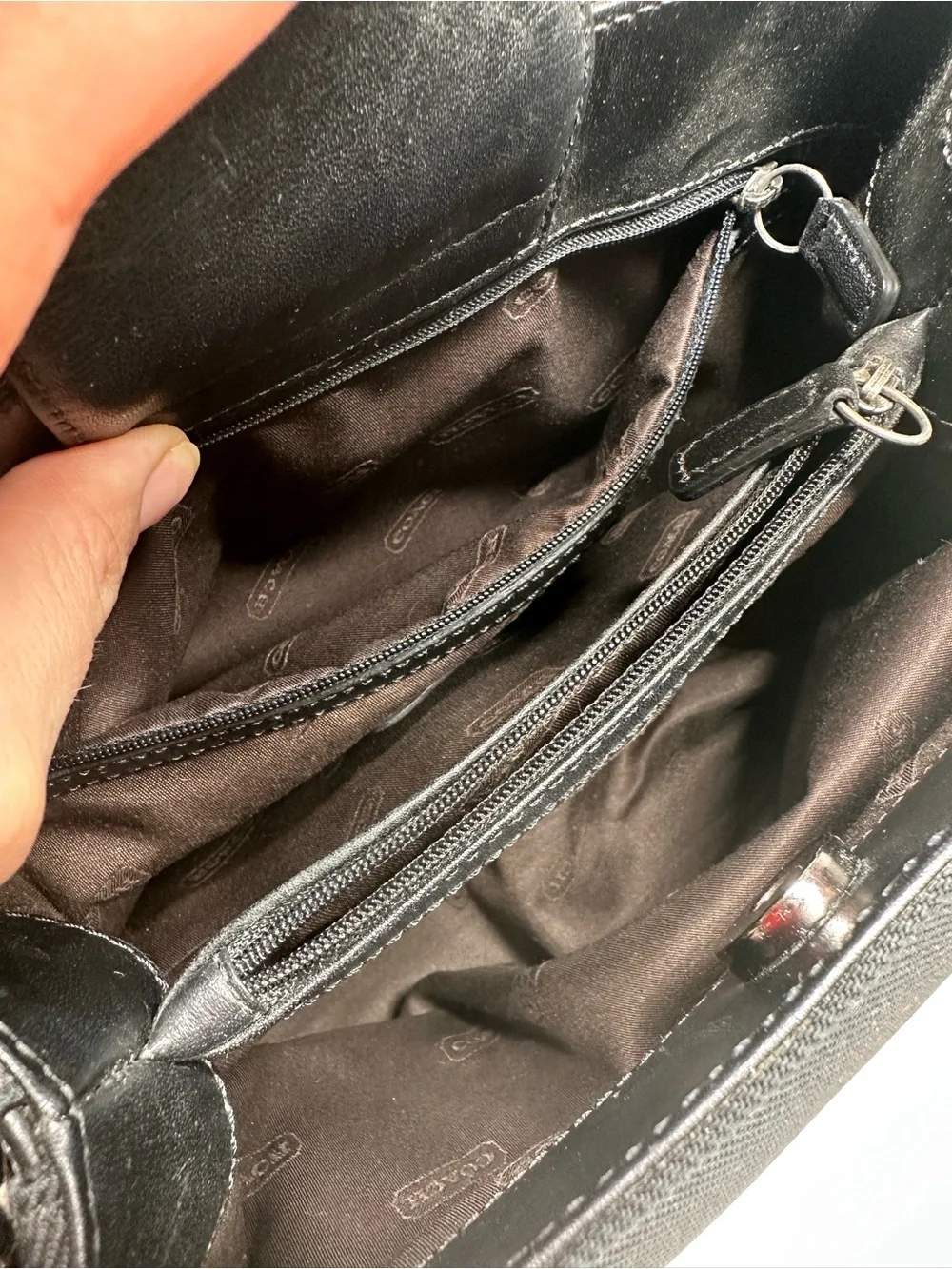 Vintage Coach Mercer 7417 Black Twill Leather Mini Satchel Y2K